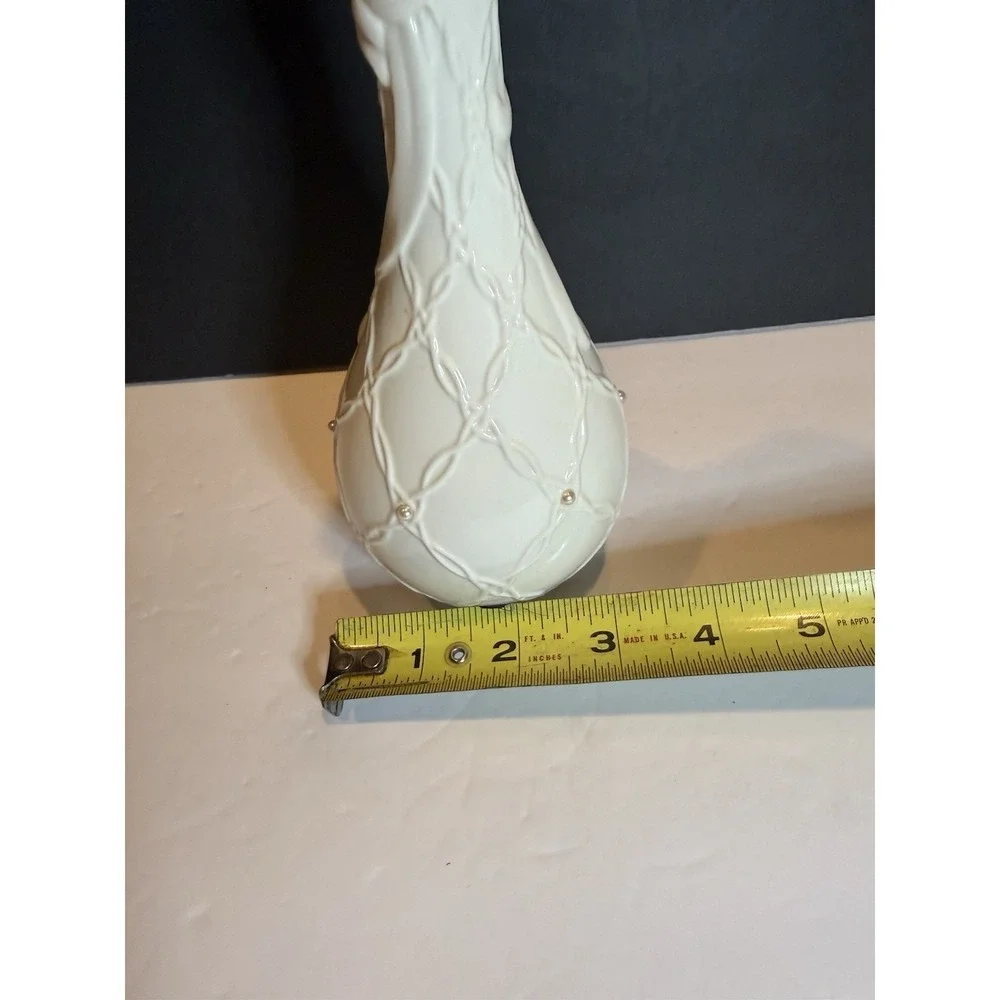 Lenox Cherish Bud Vase Ivory Porcelain Pearl Gold Trim Floral 8